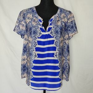 Maeve [Anthro] 100% Silk Paisley and Striped Top Size Medium